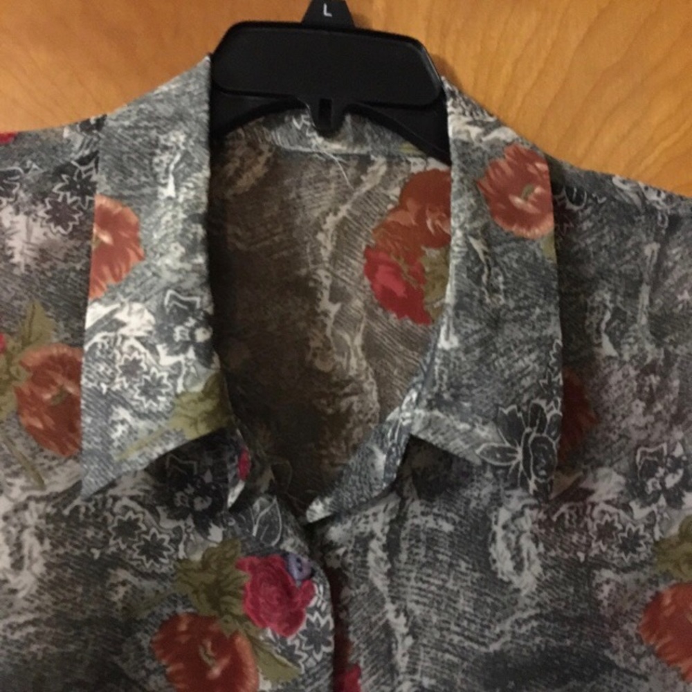 Sheer Button Front Blouse - Picture 2 of 4